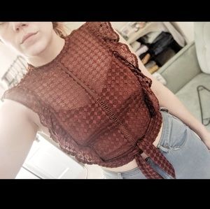 Forever 21 burnt orange lace crop top
